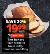 The Bakery Plain Madeira Cake 350g/Banana Loaf 450g-Each