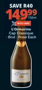 L'Ormarins Cap Classique Brut/Rose-750ml Each