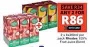 Rhodes 100% Fruit Juice Blend-For Any 2 x 6 x 200ml