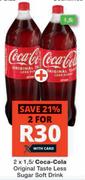 Coca Cola Original Taste Less Sugar Soft Drink-2 x 1.5L