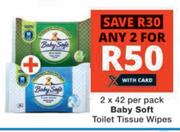 Baby Soft Toilet Tissue Wipes-2 x 42s Per Pack