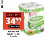 Twinsaver White Roller Towels-4 Per Pack