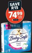 Baby Soft White 2 Ply Toilet Rolls-9 Per Pack
