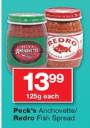 Peck's Anchovette/Redro Fish Spread-125g Each