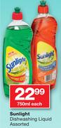 Sunlight Dishwashing Liquid Assorted-750ml Each