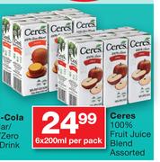 Ceres 100% Fruit Juice Blend Assorted-6 x 200ml Per Pack