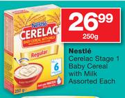 Nestle Cerealac Stage 1 Baby Cereal With Milk Assorted-250g Each