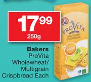 Bakers Provita Whole Wheat/Multigrain Crispbread-250g Each