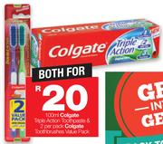 Colgate Triple Action Toothpaste-100ml & Colgate Toothbrushes Value Pack-2 Per Pack