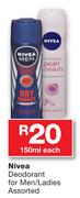 Nivea Deodorant For Men/Ladies Assorted-150ml Each