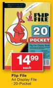 Flip File A4 Display File 20 Pocket-Each