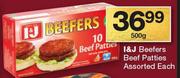 I&J Beefers Beef Patties-500g Each