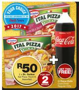 Dr. Oetker Ital Pizza Thick'A Assorted-For 2 Boxes & With Free Coca-Cola Cold Drink Regular 2Ltr
