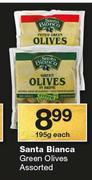 Santa Bianca Green Olives-195g Each