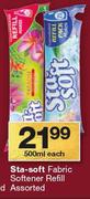 Sta-Soft Fabric Softener Refill-500ml Each