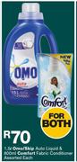 Omo/ Skip Auto Liquid 1.5Ltr & Comfort Fabric Conditioner 800ml Each-For Both
