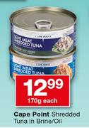 Cape Point Shredded Tuna In Brine/ Oil-170g Each
