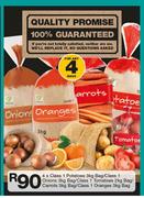 Class 1 Potatoes 3kg Bag/Onions 3kg Bag/Tomatoes 2kg Bag/Carrots 3kg Bag/Oranges 3kg Bag-Any 4 Bags