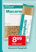 Housebrand Macaroni/ Spaghetti-500g Each