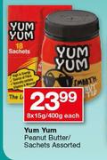 Yum Yum Peanut Butter/Sachets Assorted-8 x 15g/400g Each