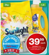 Sunlight Auto 2 In 1 Washing Powder-2Kg/Liquid Detergent-1.5Ltr Each