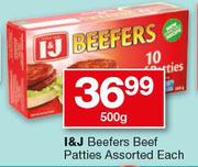 I&J Beefers Beef Patties-500g Each