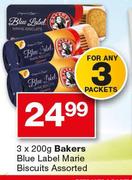 Bakers Blue Label Marie Biscuits-3x200g