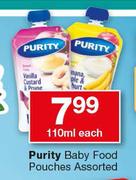 Purity Baby Food Pouches-110ml Each