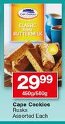 Cape Cookies Rusks-450g/500g Each 