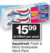 Aquafresh Fresh & Minty Toothpaste Value Pack-2x100ml Per Pack