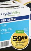 Crystal Valley Full Cream Long Life Milk-6x1Ltr