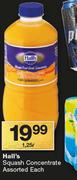 Hall's Squash Concentrate Assoorted-1.25Ltr Each