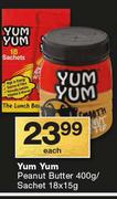 Yum Yum Peanut Butter-400g/Sachet-18 x 15g Each
