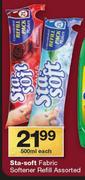 Sta-Soft Fabric Softener Refill-500ml Each