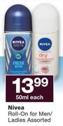 Nivea Roll-On For Men/Ladies-50ml Each