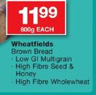 Wheatfields Brown Bread-800G Each