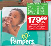 Pampers Active Baby Dry Disposable Nappies Maxi+ 66's Pack-Per Nappy