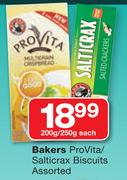 Bakers Provita/Salticrax Biscuts-200g/250g Each