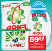 Ariel Auto Washing Powder 3Kg/Liquid Detergent 2Ltr/Capsules 21's-Each