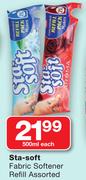 Sta Soft Fabric Softener Refill-500ml Each
