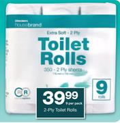 Housebrand 2-Ply Toilet Rolls 9-Per Pack
