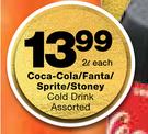 Coca-Cola/Fanta/Sprite/Stonry Cold Drink-2Ltr Each