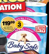 Baby Soft White 2-Ply Toilet Rolls-3x9 Per Pack