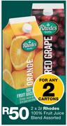 Rhodes 100% Fruit Juice Blend-2 x 2Ltr