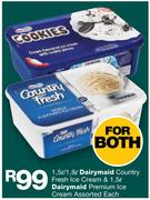 Dairymaid Country Fresh Ice Cream-1.5/1.8Ltr & Dairymaid Premium Ice Cream-1.5Ltr Each