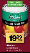 Rhodes Mixed Fruit/Apricot Jam-900g Each