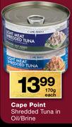 Cape Point Shredded Tuna In Oil/Brine-170g Each