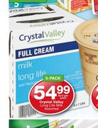 Crystal Valley Long Life Milk Assorted-6 x 1L Pack