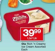 Ola Rich 'n Creamy Ice Cream Assorted-1.5l/ 1.8L Each