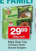Fry's Meat Free Chicken-Style/ Spiced Burgers-320g Each